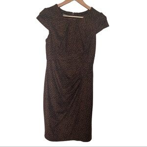 Bebe | Brown Leopard Cap Sleeve Midi Dress S